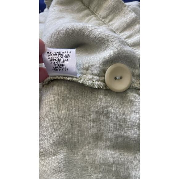 Flax Linen Asymmetric Jacket Top Medium Green Lagenlook Minimalist Artsy Beachy - Picture 10 of 14